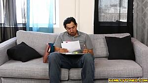 stepdad juan licks lucy doll's perky tits fingers tight pussy