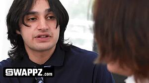 stepmoms' emotional cum swap with stepsons leaves big tits drenched in ecstasy