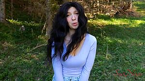 Mature influencer bends over for creampie after losing husband in woods