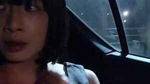 ting xuan the chinese shemale pees publicly then masturbates outdoors