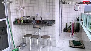 damn, hired this latina maid in shorts, spying her big ass drives me wild