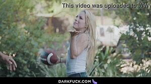 Blonde cutie Lilly screams as monster black cocks bang her tight holes!