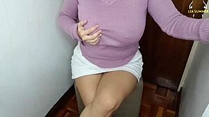 sexy colombian housewife dances sensually rubbing huge tits hairy pussy