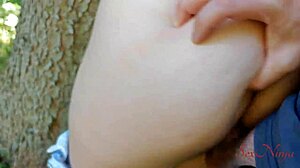 Mature influencer bends over for creampie after losing husband in woods