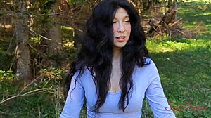 Mature influencer bends over for creampie after losing husband in woods