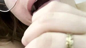 Sloppy blowjob ends in cum covered mouthful
