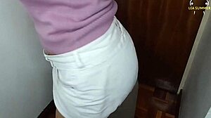 sexy colombian housewife dances sensually rubbing huge tits hairy pussy