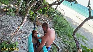 Juicy Pussy Lips Fingered Roughly at Crowded Beach