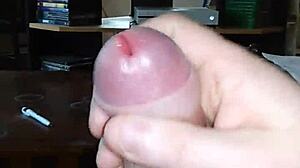 jerking my cock hard to hot tranny porn again, cumshot incoming!