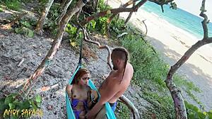 Juicy Pussy Lips Fingered Roughly at Crowded Beach