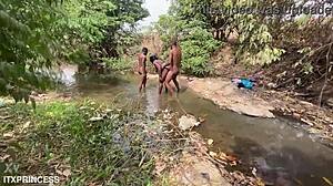 we pounded that curvy bitch senseless in the stream!