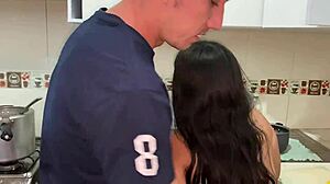 Padrastro fucks me kitchen while madrastra waits nearby