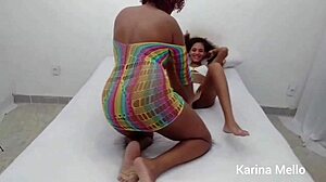 Skinny big tits slut invaded by monster black cocks mid-scene