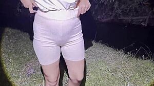 compilation of me flashing hairy pussy outdoors, pissing in forest then wiping close-up pov