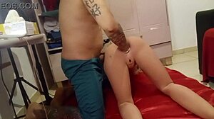 novinha back from party all sticky takes anal with sex toy in bathroom