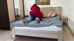 stepmom jerks stepson's cock then takes his anal pounding