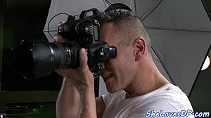 Classy European babe endures double anal penetration and assfucking at heels photoshoot