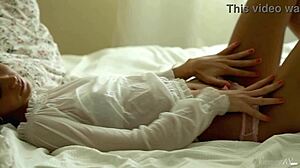 Beautiful Tanned Teen Anjelica Fingers Shaved Wet Pussy