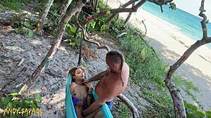 Juicy Pussy Lips Fingered Roughly at Crowded Beach