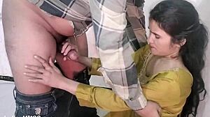 indian wife moans taking huge circumcised cock deep in her pussy creampie