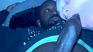 BbW cougar gives sloppy gumjob on huge black cock