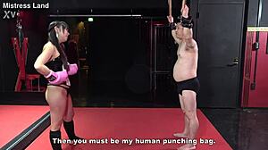 i own this japanese femdom slave beating her like a human sandbag
