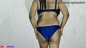 indian shemale in blue bikini crossdresses for big cock anal fuck?