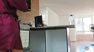 stepsister kitchen cleaning turns to bent over creampie fuck juicy semen