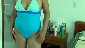 back from beach horny milf masturbates then stepson pounds her first