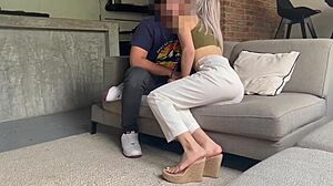 After Two Drinks, Cuñada Surrenders Tight Pussy In Lobby!