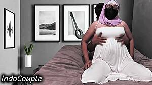 indo hijab wife rides husband for secret inner creampie thrill