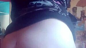 feeling her cute black ass and small tits before she fucks herself wildly