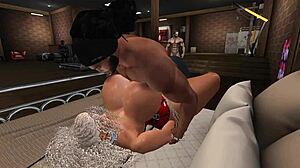 Big Black Cock Anal Ride With Crossdressing Shemale's Huge Tits Bouncing