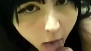 latina teen sucks monster cock till cumshot in mouth