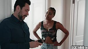 Stepdad claims big ass ebony teen destiny mira after taboo licks and rough fucks