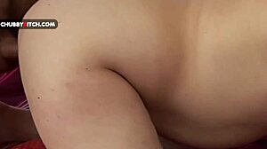 shy chubby teen's first hardcore with shaved pussy bent over doggystyle cumshot