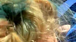 cheating blonde whore deepthroats cock facial in public daylight