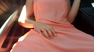 callie may fingers wet pussy closeup in public car