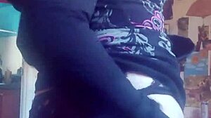 feeling her cute black ass and small tits before she fucks herself wildly