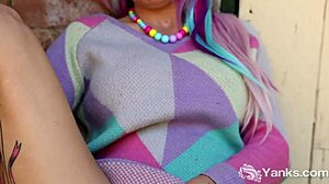 Redhead Zahra Stardust Fingers Pierced Nipples to Outdoor Climax