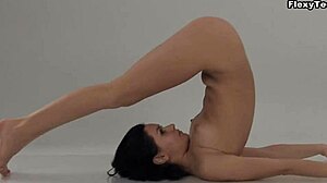 Petite Russian Gymnast Ballerina Stretches Legs Wide for Pussy Play