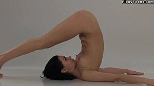 Petite Russian Gymnast Ballerina Stretches Legs Wide for Pussy Play