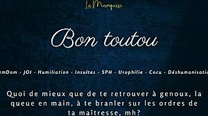 good doggy, stroke it while i humiliate your tiny cock!