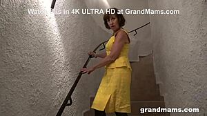 Granny sprinkled at sex club by young cocks?