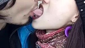 Lesbians Kissing Cum!