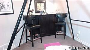 maxine x rides dildo deep in college uniform soaking her asian pussy