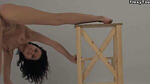 Petite Russian Gymnast Ballerina Stretches Legs Wide for Pussy Play