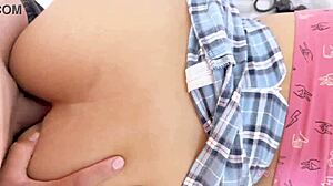 shy latina college teen practices bent-over anal toys with primastro to perfect it for her novio