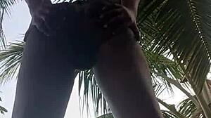 Crazybitch Teases Stepdad's Mansion With Outdoor Strip Sexiness!