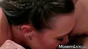 stepmom and stepsis lick pussies then scissor hard